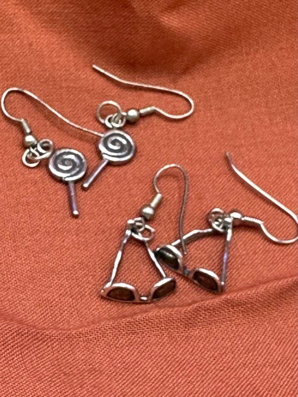 Sterling Set:  Two Pairs Whimsical Earrings:  Lollipops & Sunglasses